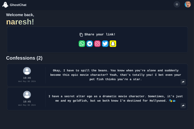 screenshot of "shost Chat